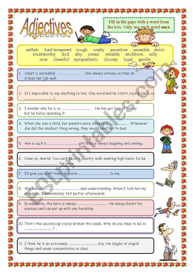 adjectives worksheet