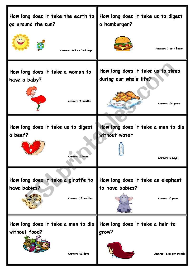 How Long Does It Take ESL Worksheet By Klary