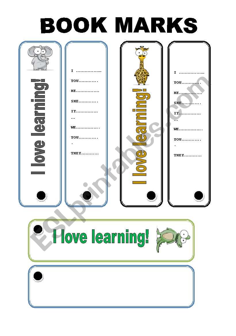 Possesive Adjectives - Animal Book Marks