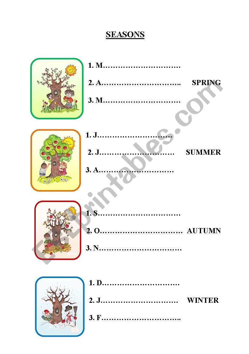 Seasons worksheet