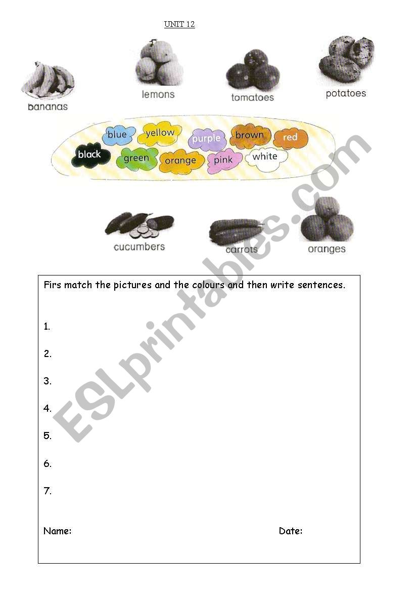 colours worksheet