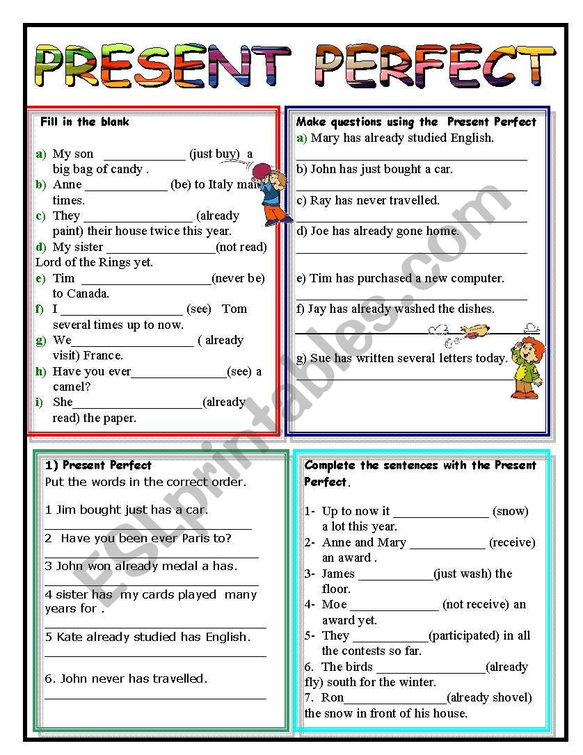 Present Perfect Esl Worksheet By Giovanni