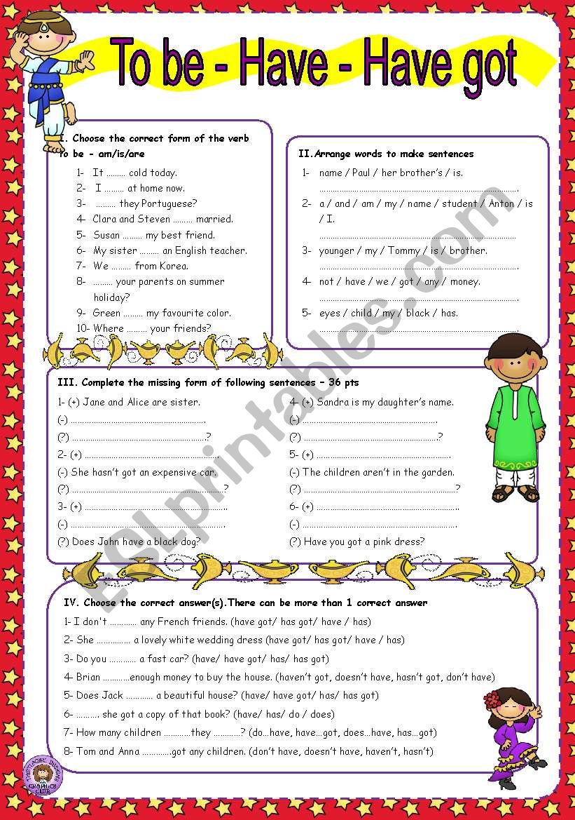 Worksheet n° 31- to be - have got and have - ESL worksheet by Miss Nerina