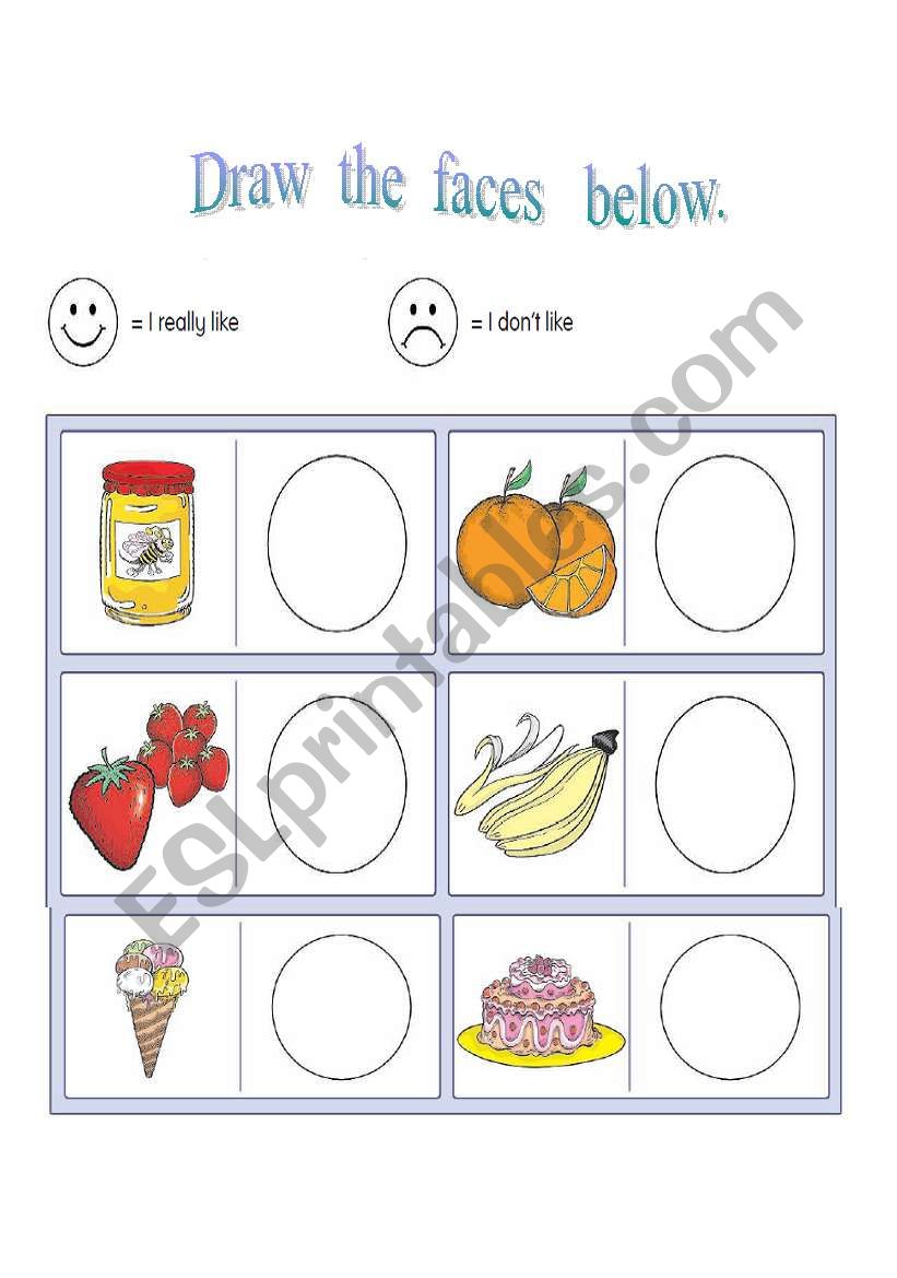 food-I like / I dont  like  worksheet