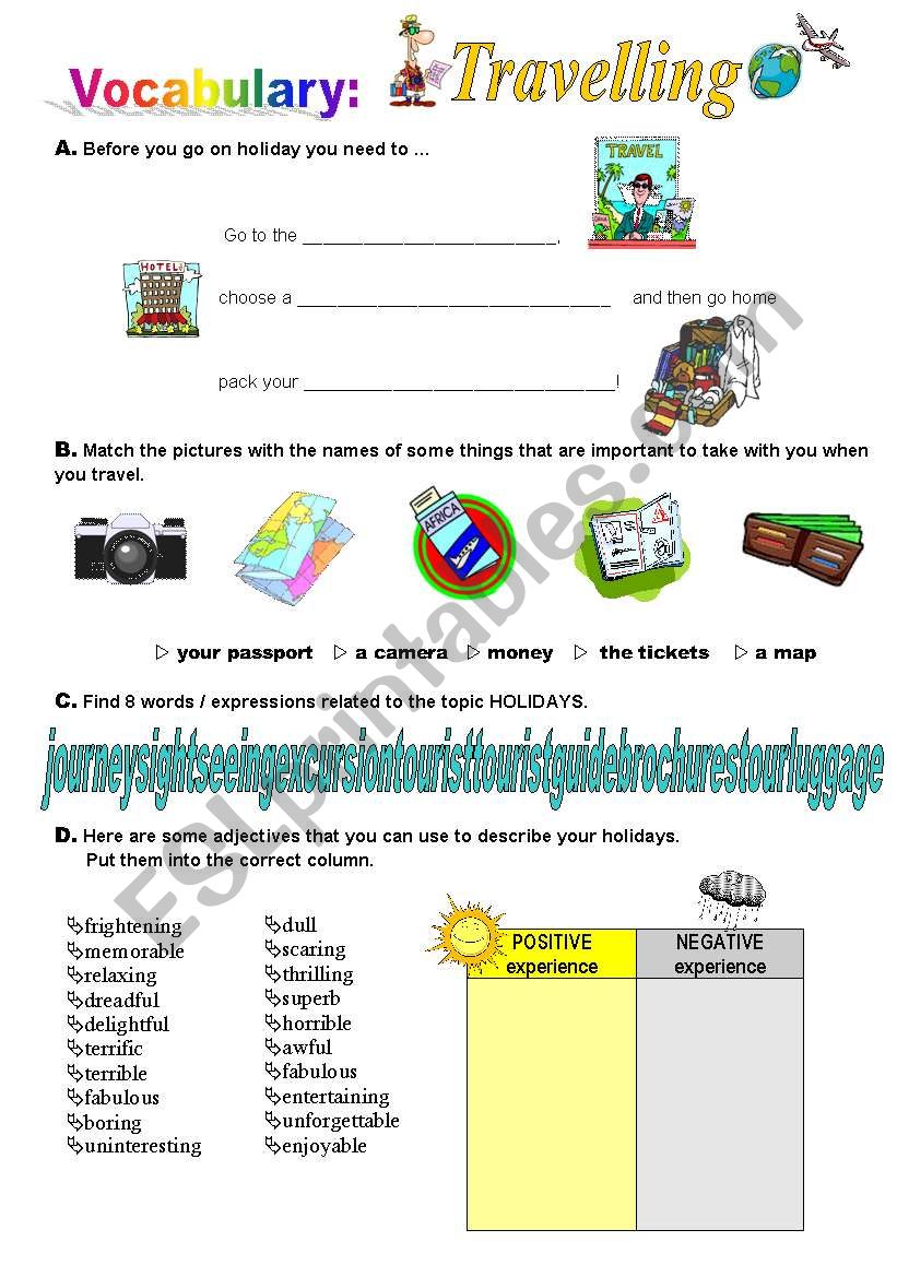 Travelling ESL Worksheet By Atlantis1971