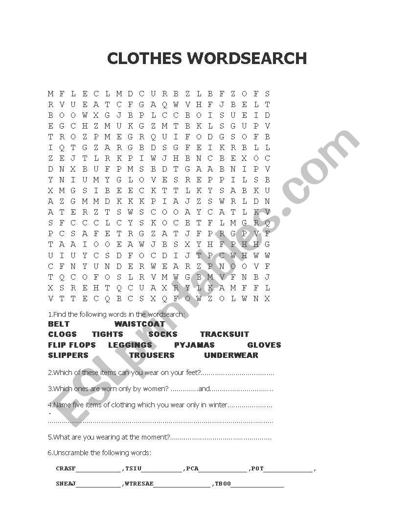 clothes-wordsearch-activities