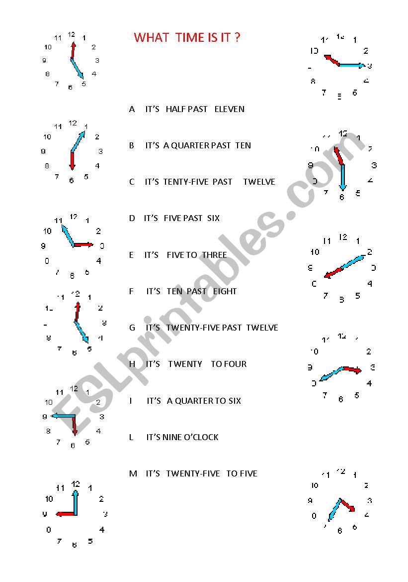 WHAT TIME IS IT worksheet