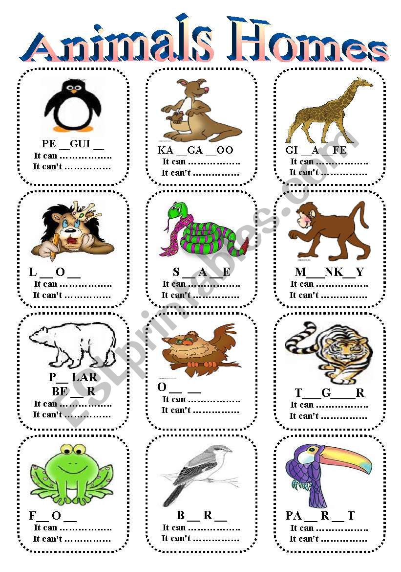 Animals And Their Homes Worksheets For Kids
