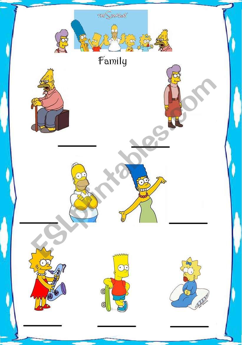 The Simpsons family labeling worksheet