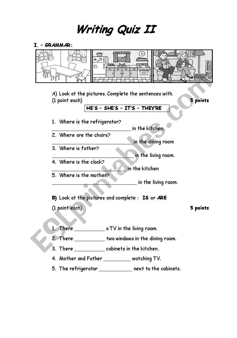 Writing quiz worksheet