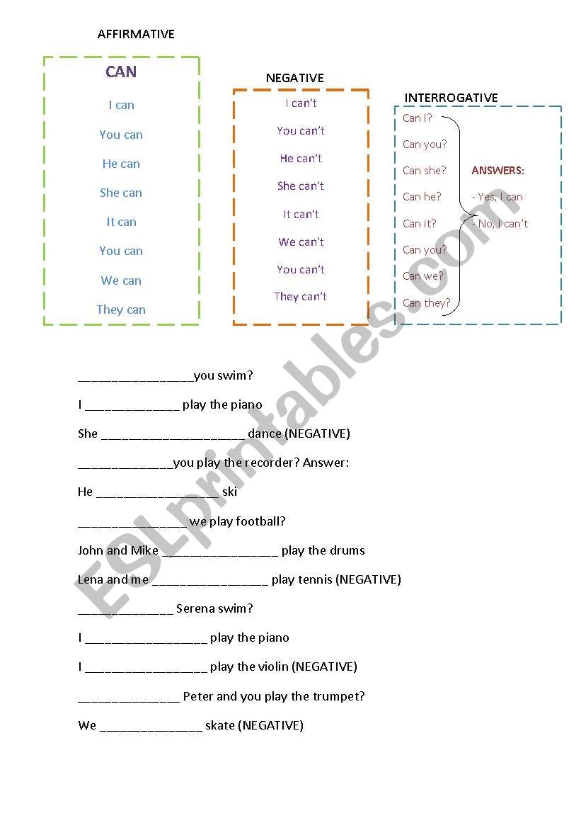 Can explanation + exercise worksheet