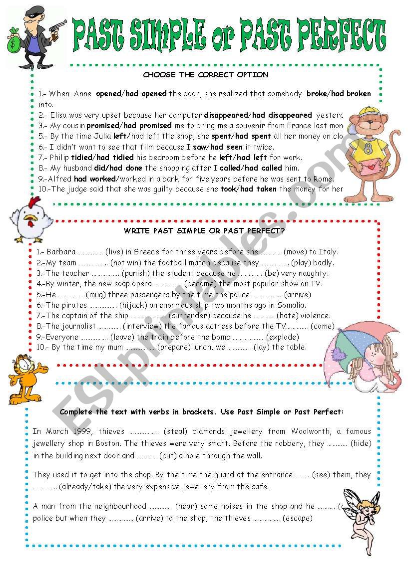 PAST SIMPLE OR PAST PERFECT ESL Worksheet By Mariaah