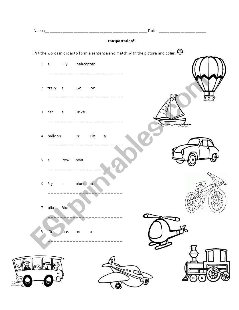 Transportation worksheet