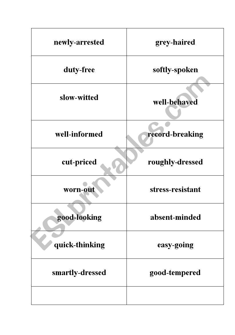 Compond Adjective worksheet
