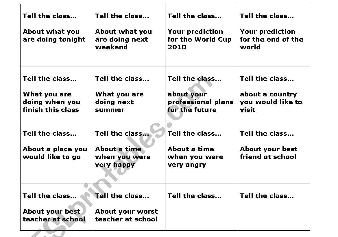 Tell the future worksheet