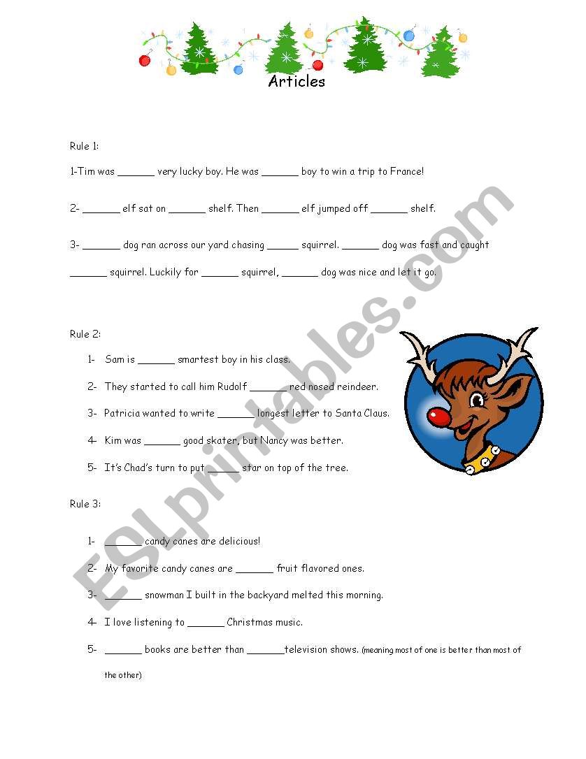 Winter Articles 2 worksheet