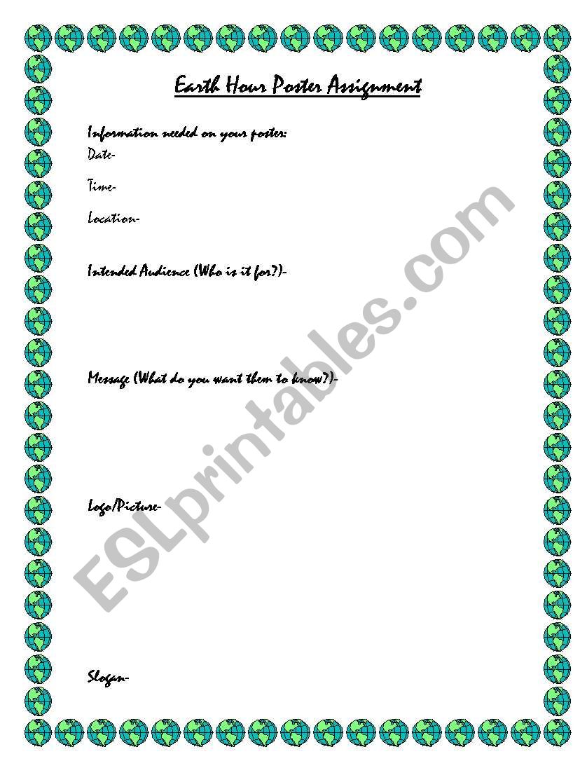 Eco Hour Poster worksheet