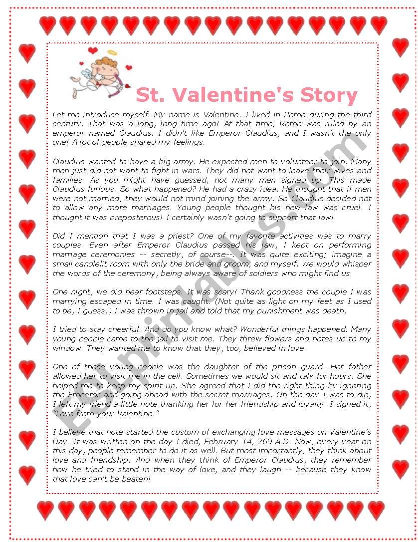 Valentine s Story ESL Worksheet By Ariana07307