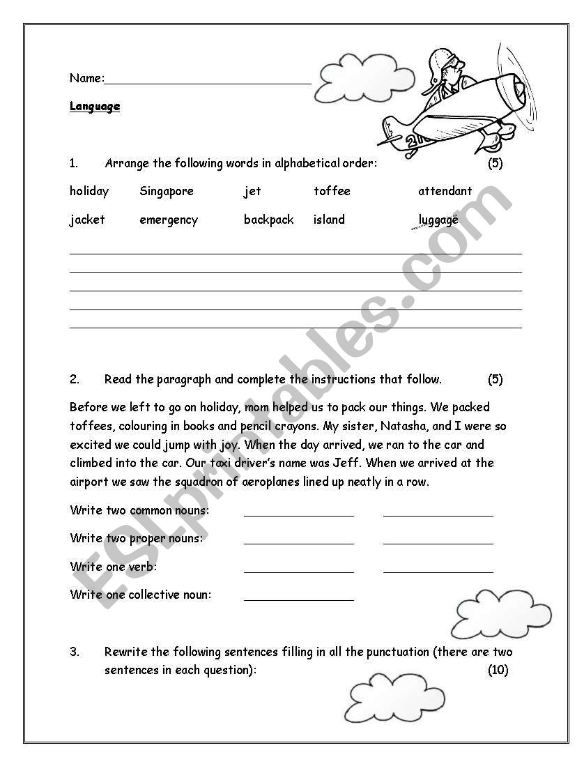 Language Test worksheet