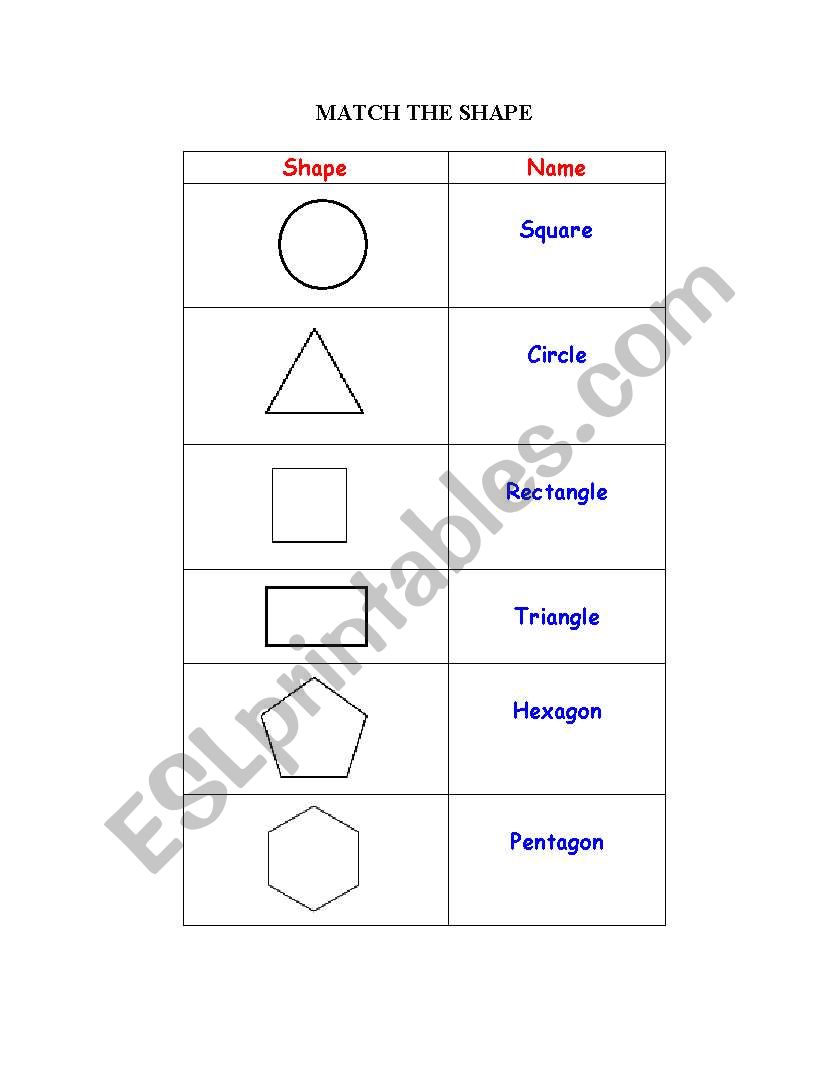 english worksheets learning shapes