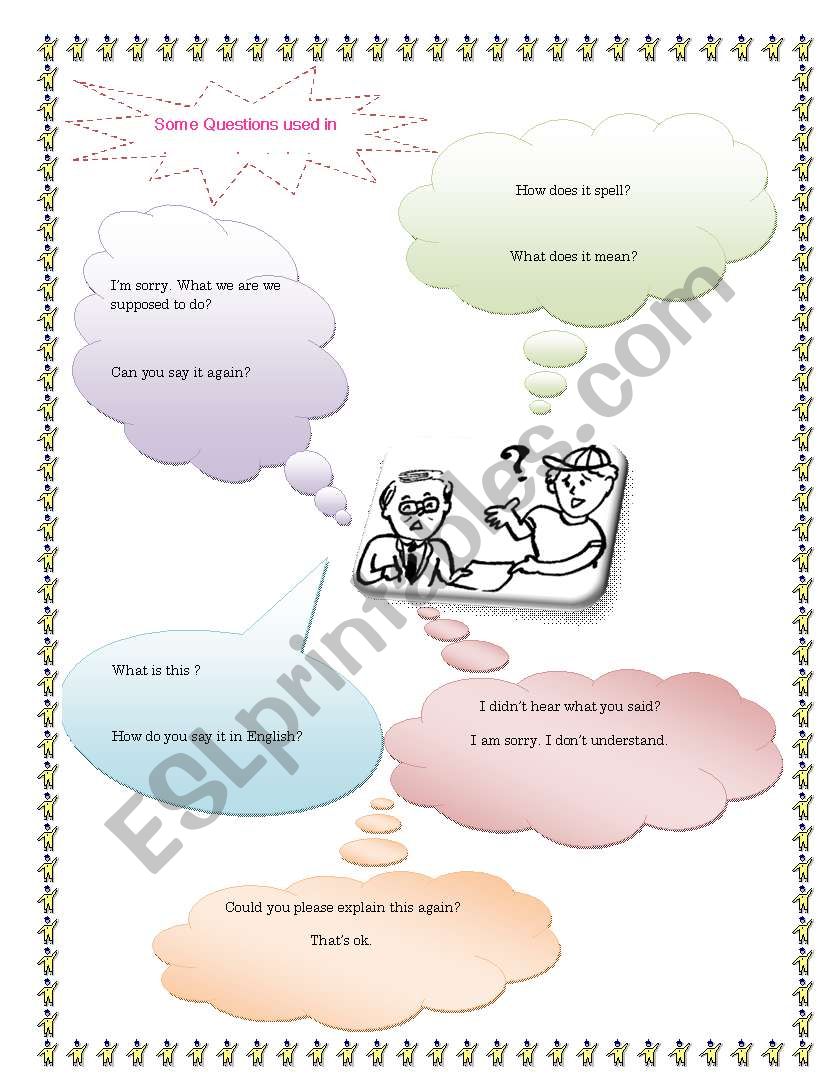 qustions used in classroom worksheet