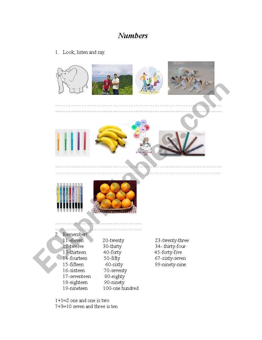 Numbers worksheet