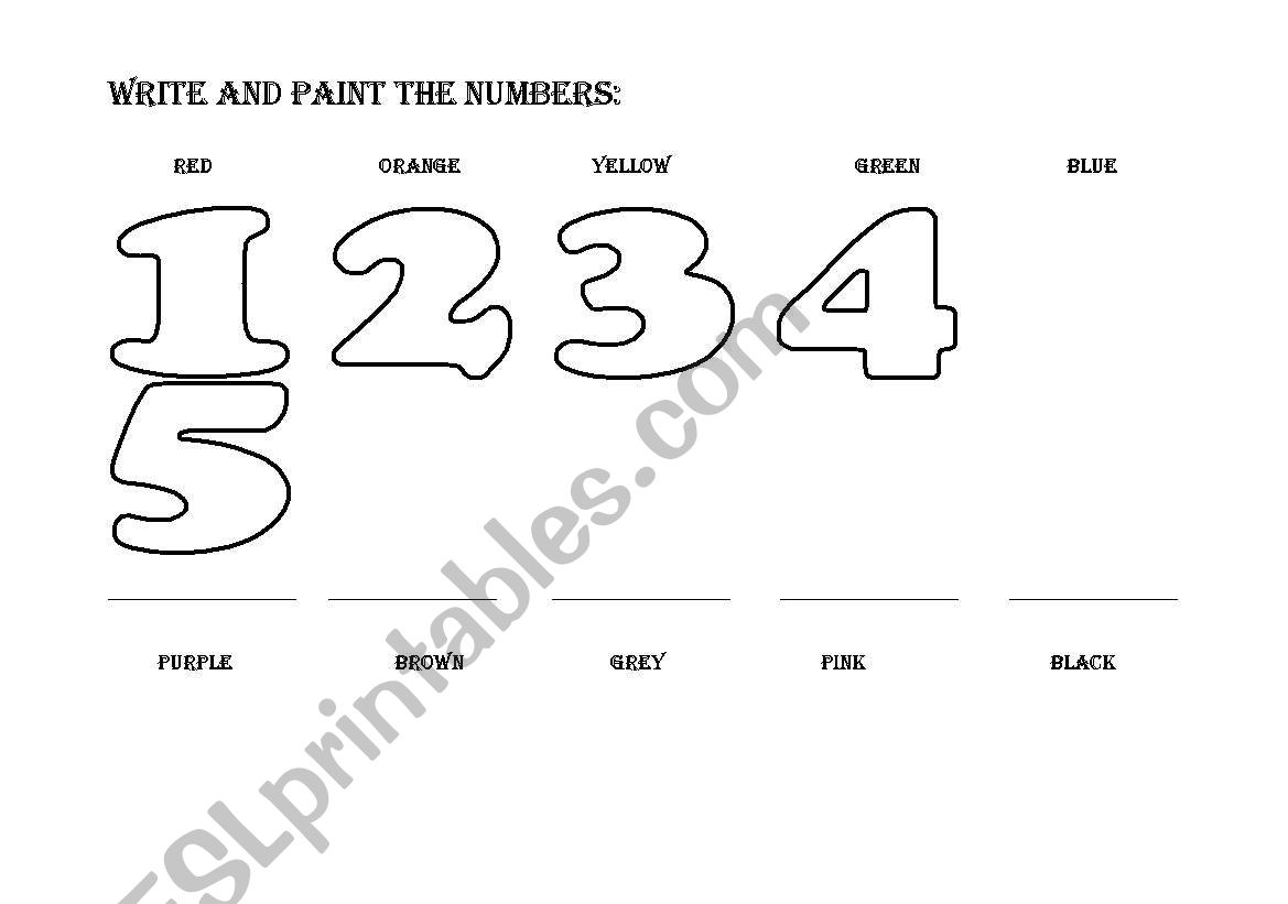 Numbers & Colours worksheet