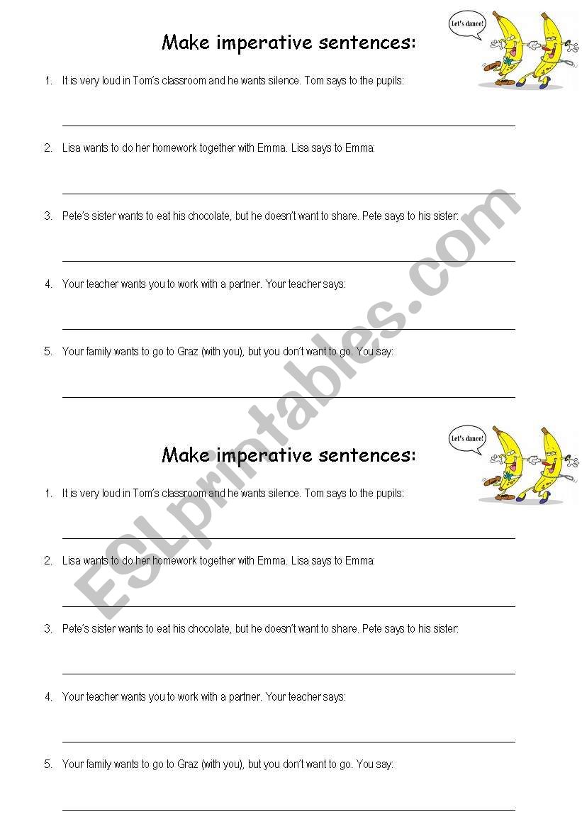 english worksheets imperative sentences affirmative and negative