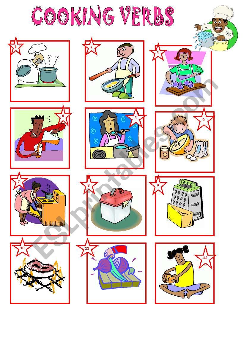 VOCABULARY COOKING VERBS ESL Worksheet By Mariaah