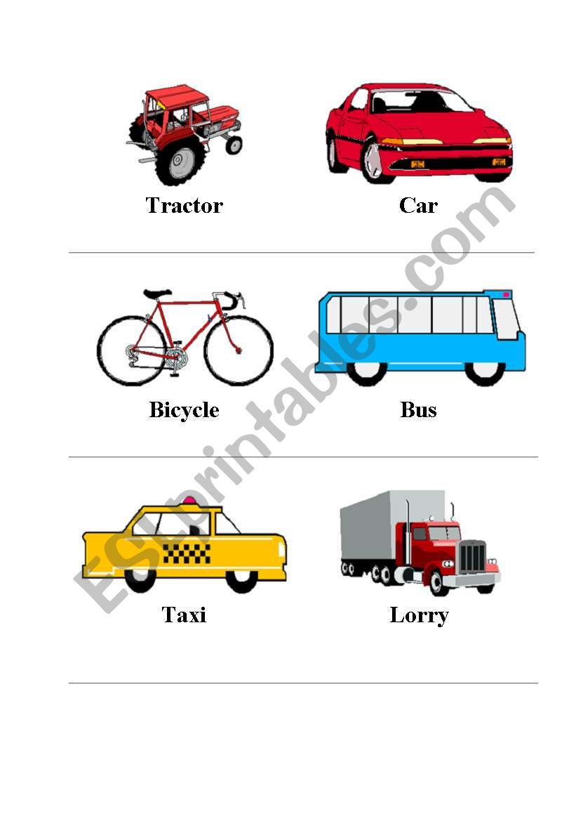 Means of Transport worksheet