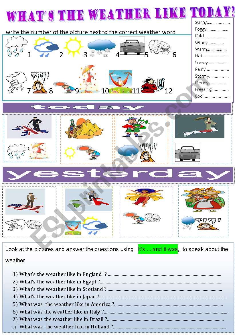 what´s the weather like ? - ESL worksheet by primpi