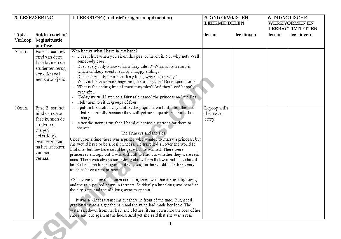 Literature Lesson Plan worksheet