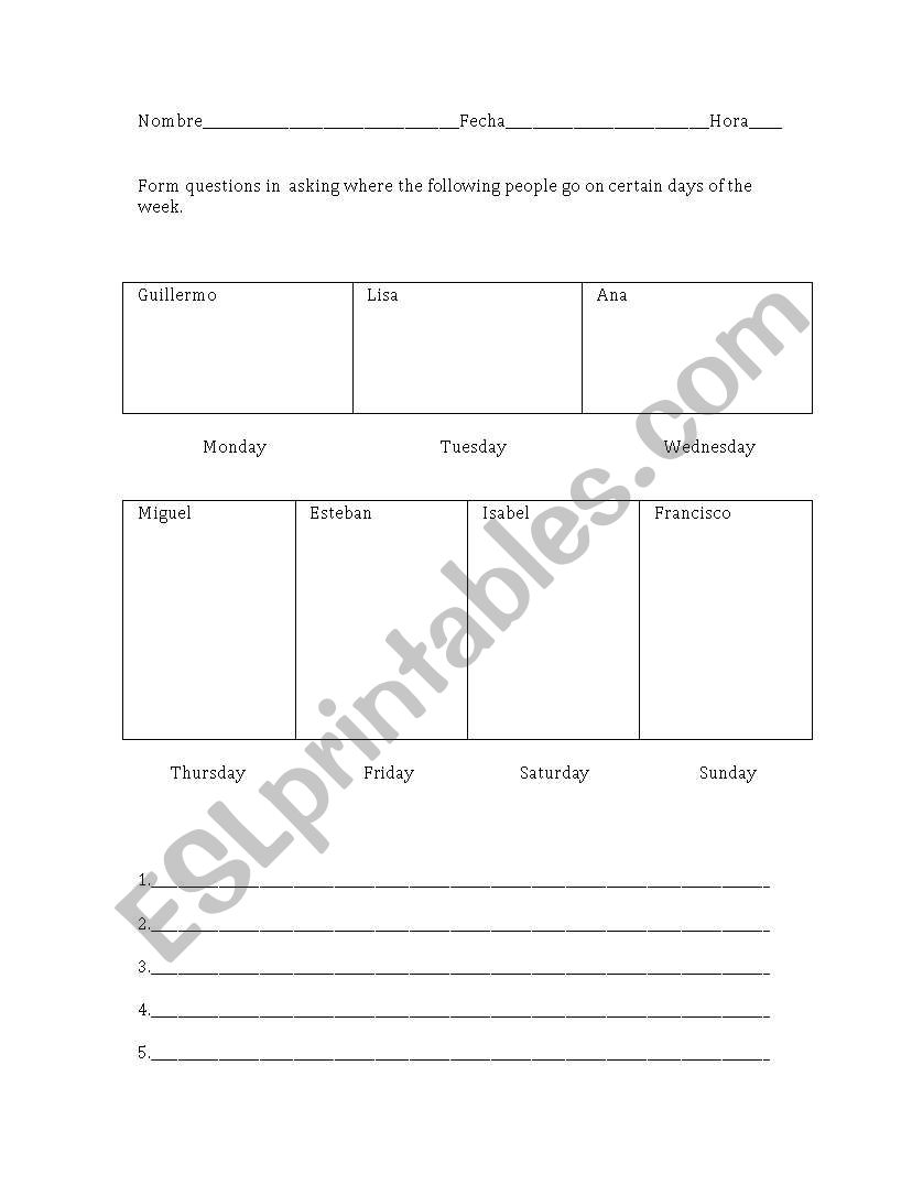 Where do they go? worksheet