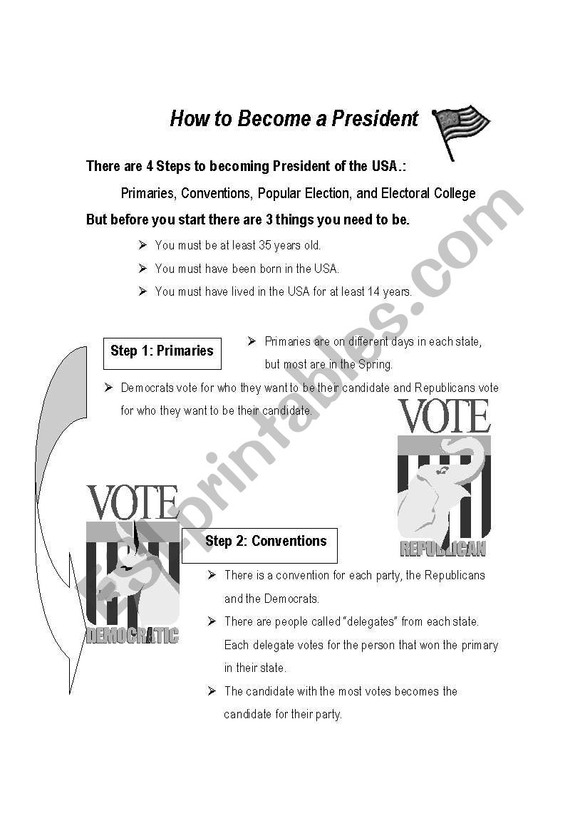 How to Become a President worksheet