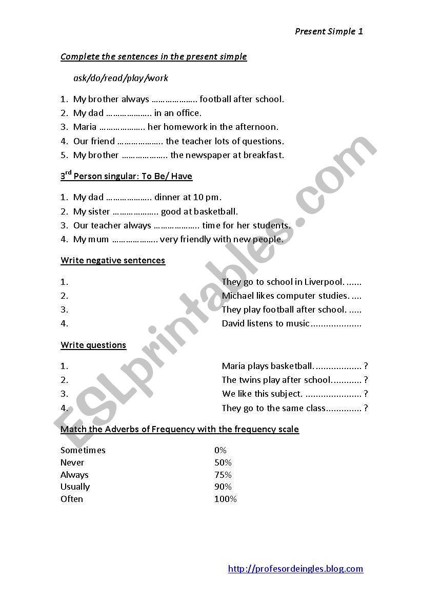 Present Simple worksheet