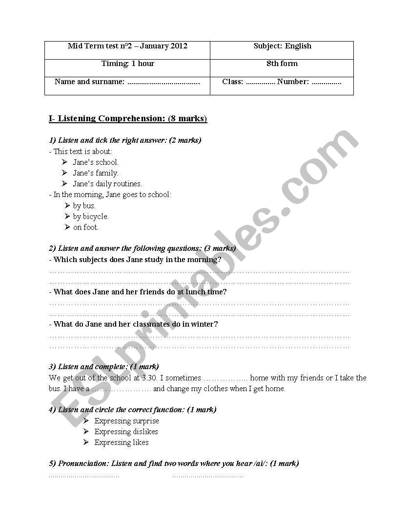 mid-term test n2 worksheet