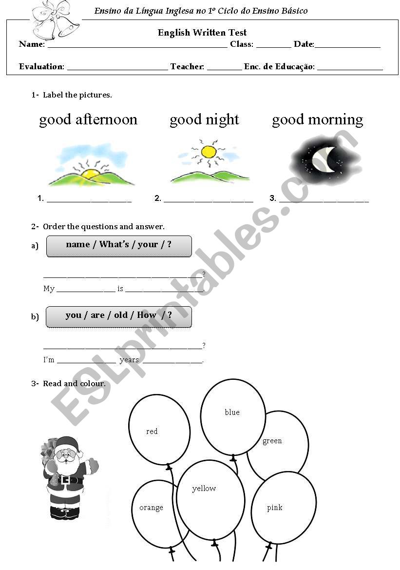 test worksheet