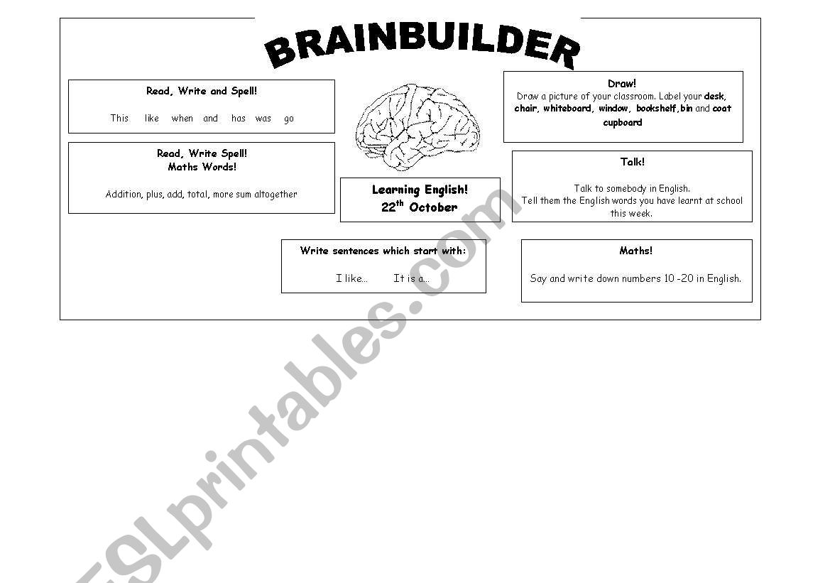 Brainbuilder worksheet