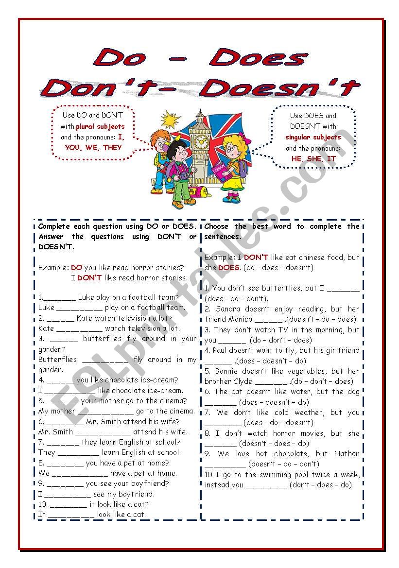 Do - Does - Don´t - Doesn´t - ESL Worksheet By Cinziac82