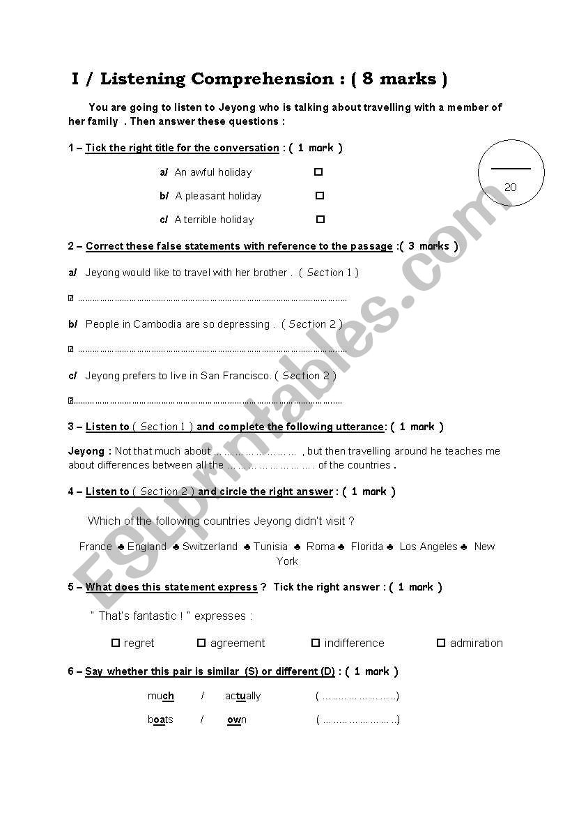 Holidays worksheet