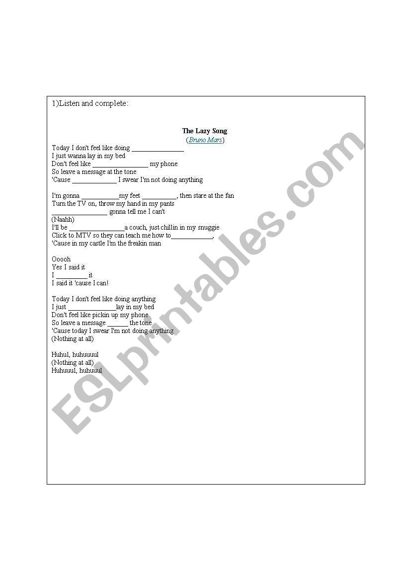 Music worksheet