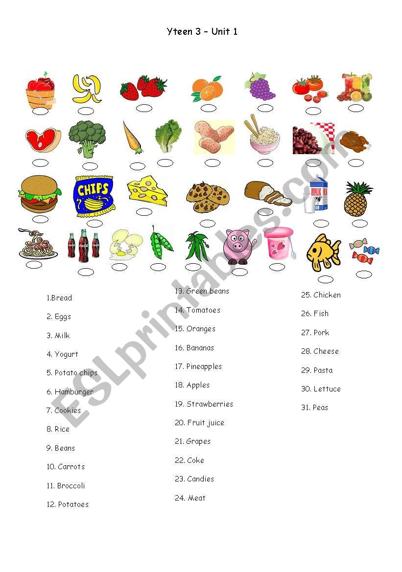 FOOD VOCABULARY worksheet