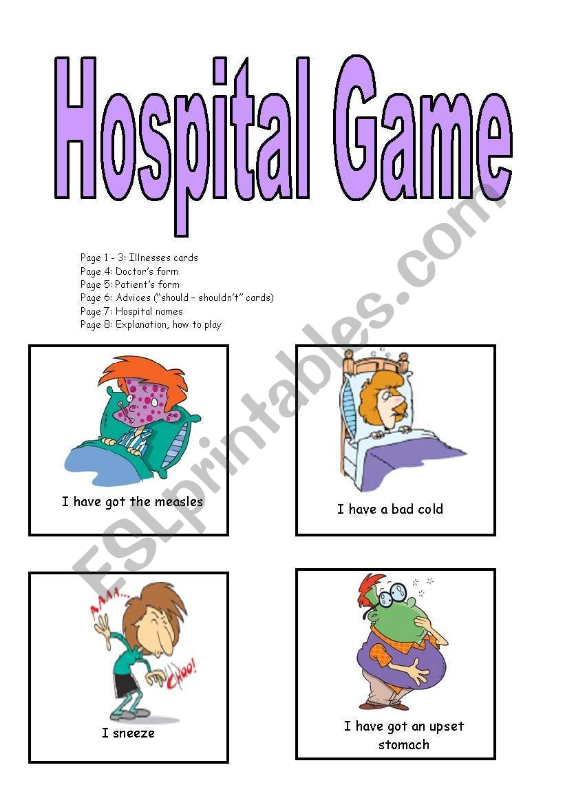 Hospital game: Should, shouldn´t - ESL worksheet by teachergema