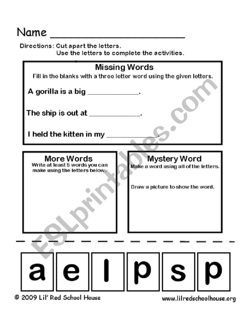 English worksheets: Mystery Word Worksheet - Apple