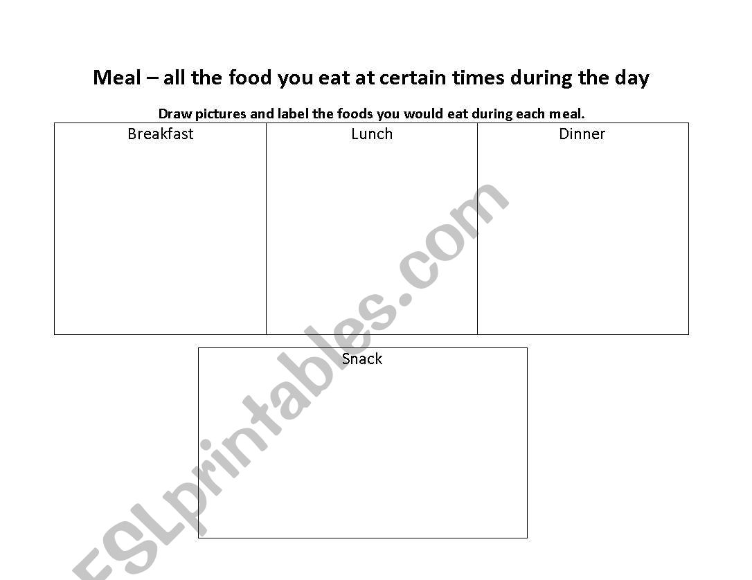 Three Meals in a Day worksheet