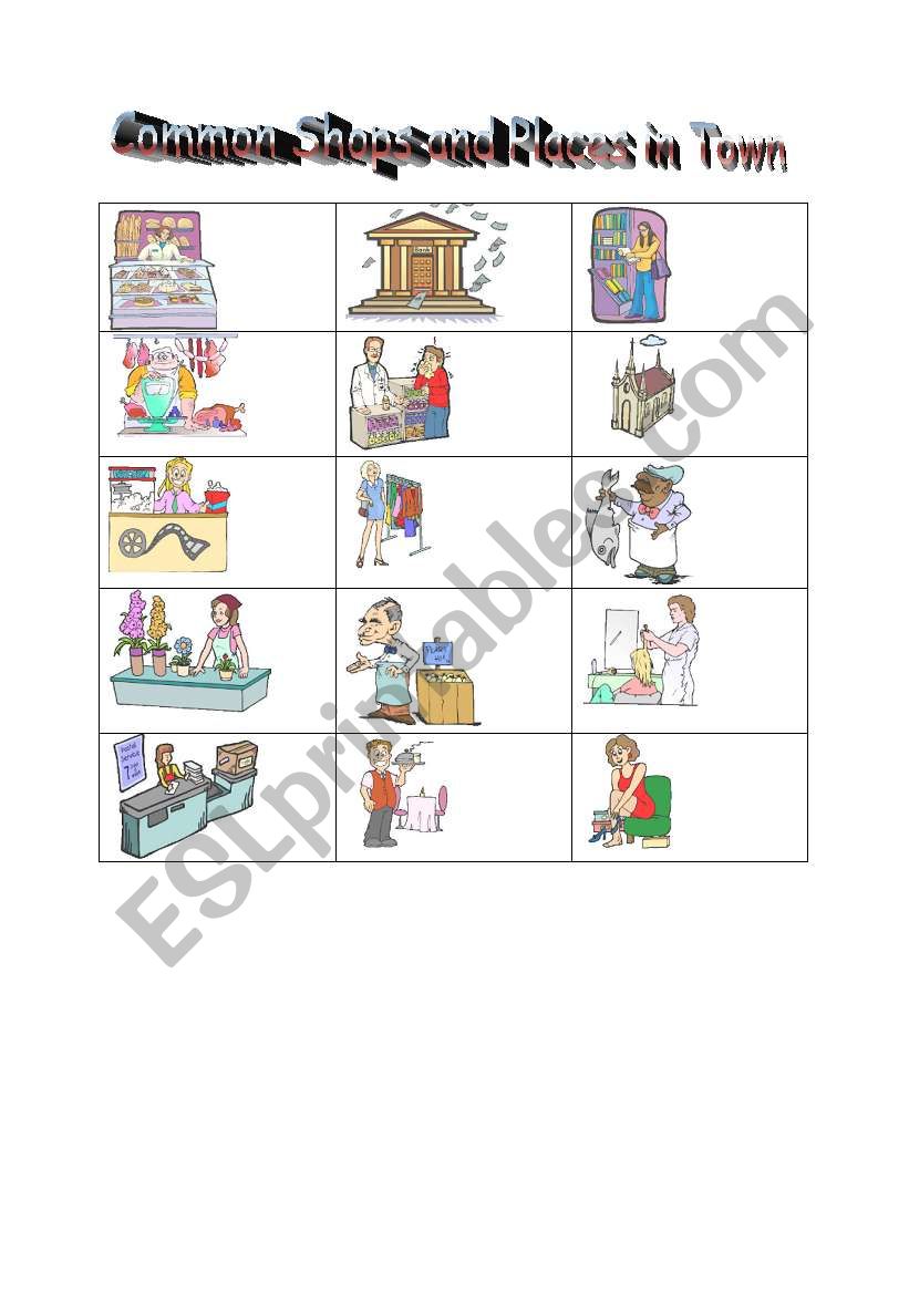 shops worksheet