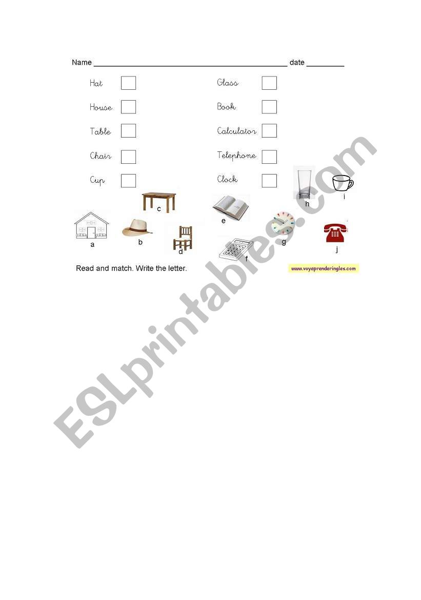 thing of home worksheet