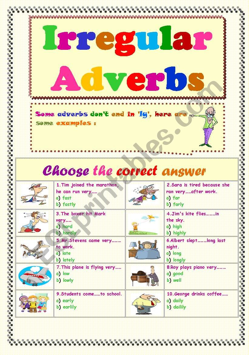 Irregular Adverbs Exercises