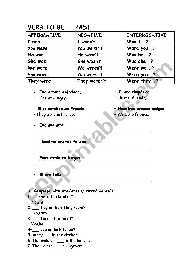 Verb To Be worksheet