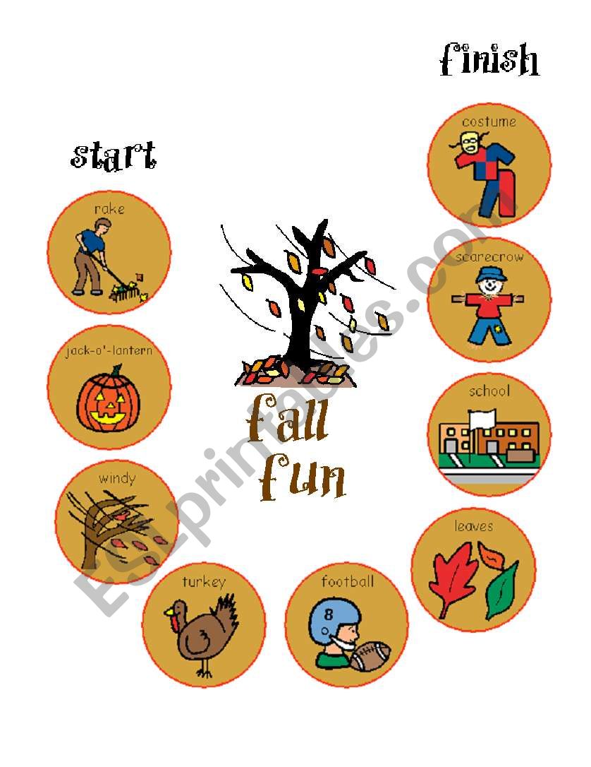 fall board game worksheet